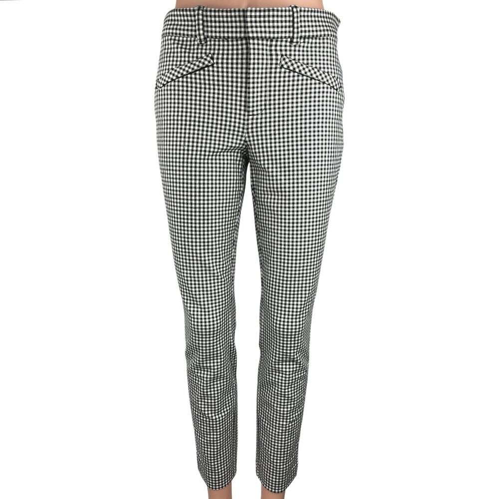Gap Black White Gingham Checkered Plaid Stretch Skinny Ankle Casual Pants Size 2